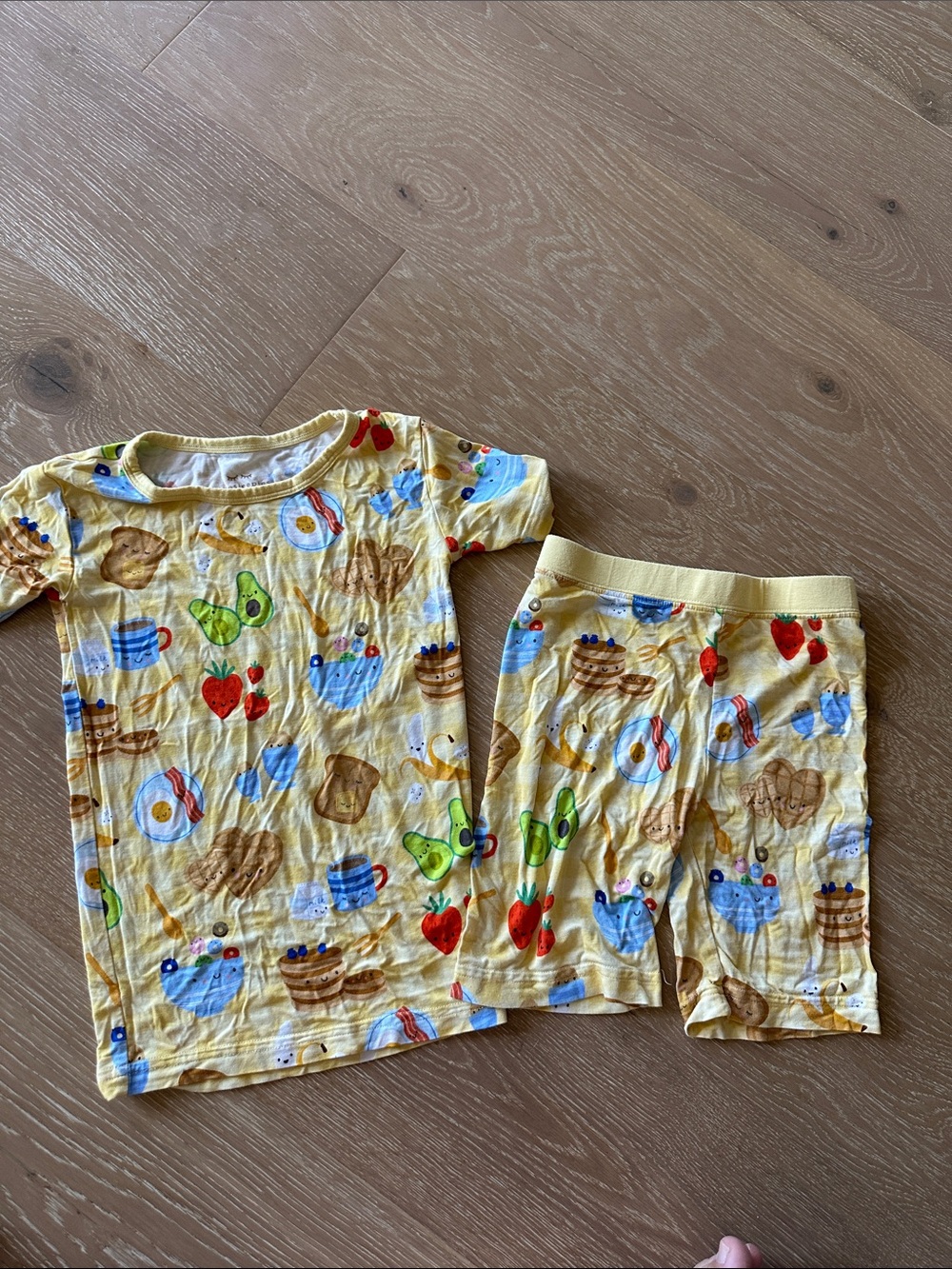 Little Sleepies Kids Yellow Breakfast Print Pajama Set